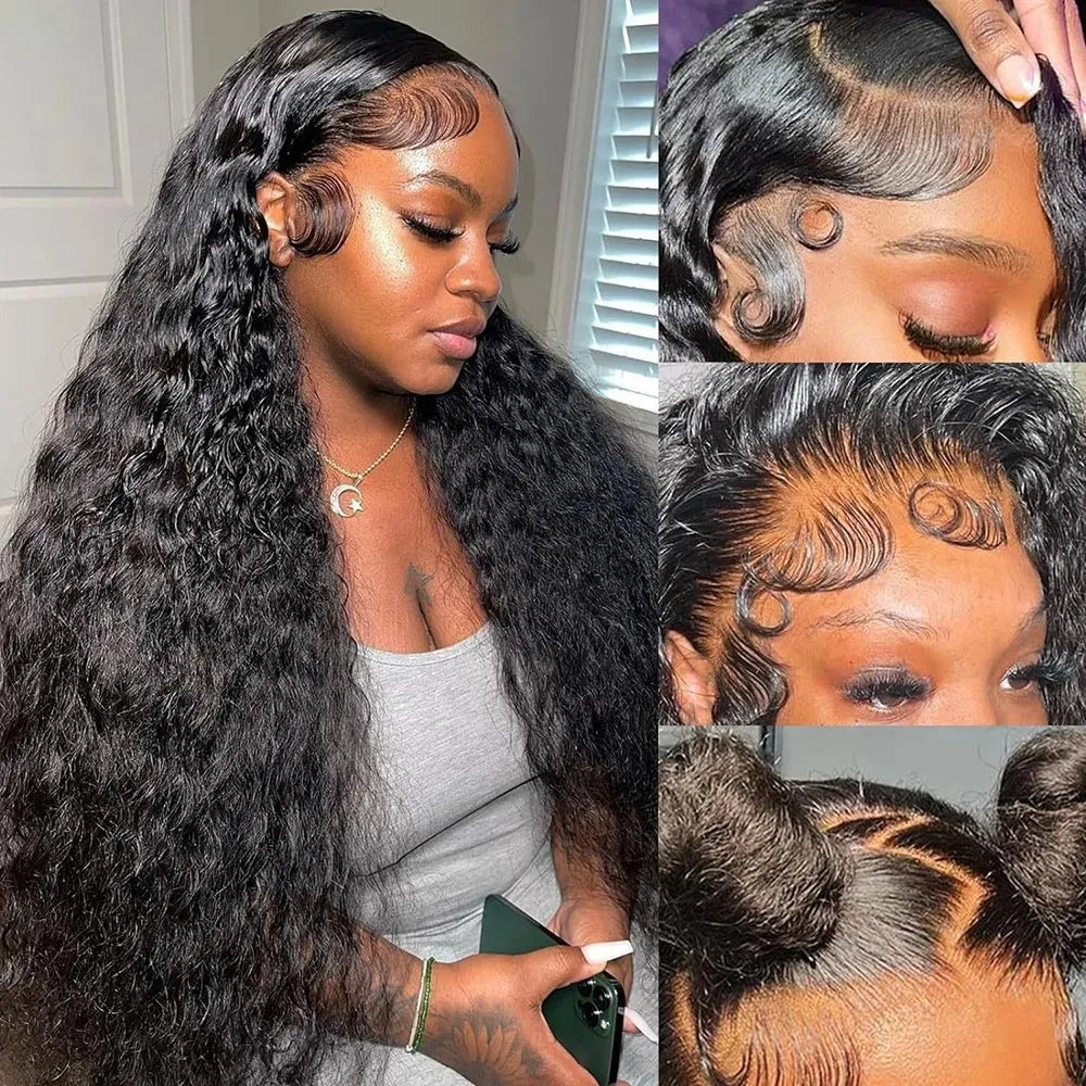Lace Wig Deep Wave HD – Dentelle 13x4 / 13x6, Cheveux Humains Bouclés (Sans Colle, Naturelle) - Porcin'Hair 