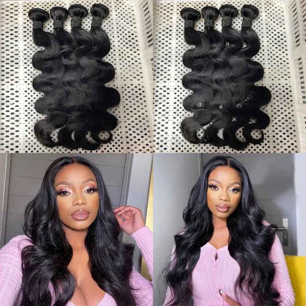Mèches Brésiliennes 100% Naturelles Body Wave – 24 pouces – Cheveux Bruts – Qualité 10A - Porcin'Hair 