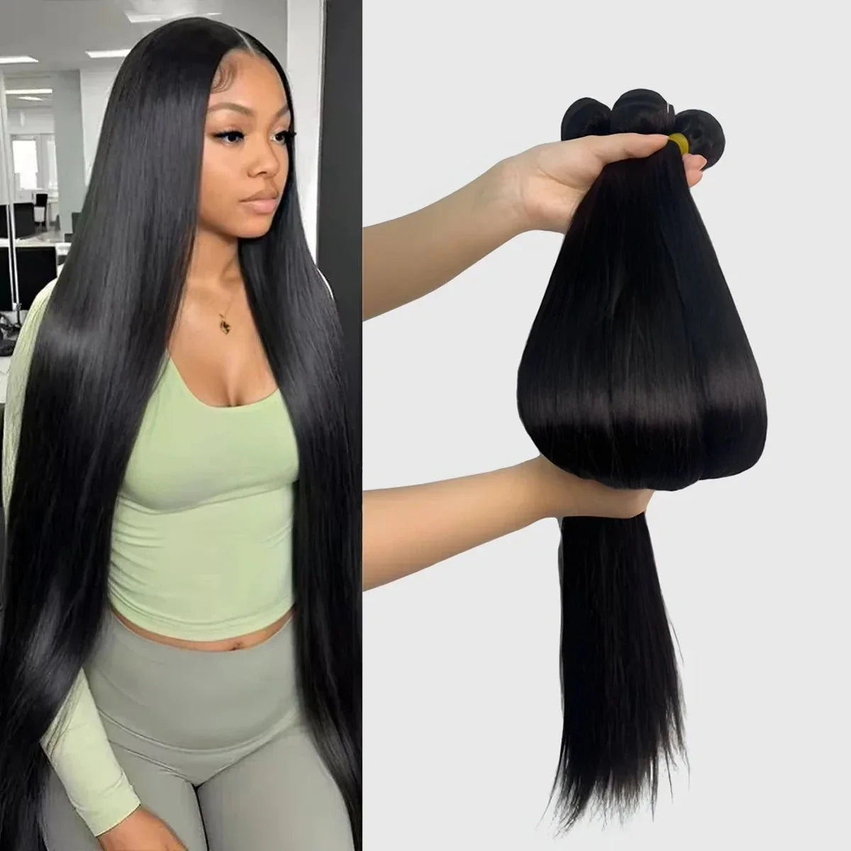 Mèches Brésiliennes Vierges 100 % Naturelles – 32” / 34”, Couleur Naturelle, Lot de 3 à 5 - Porcin'Hair 
