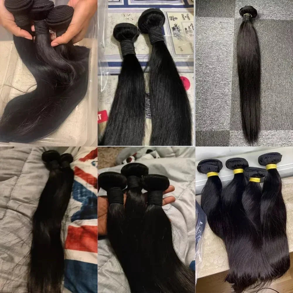Mèches Brésiliennes Vierges 100 % Naturelles – 32” / 34”, Couleur Naturelle, Lot de 3 à 5 - Porcin'Hair 