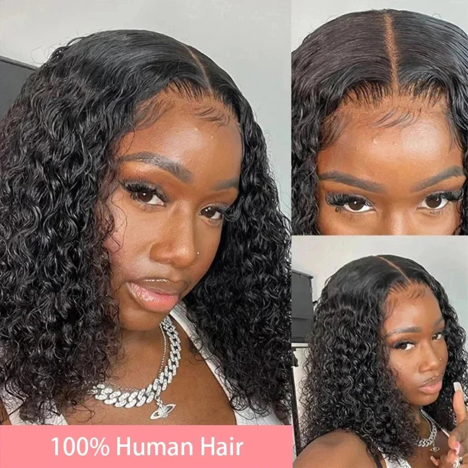 Perruque Bob Bouclée Jerry – HD Dentelle 13x4 ou 4x4 – 100% Cheveux Humains Remy – 200% Densité – Texture Lâche Vague Profonde - Porcin'Hair 