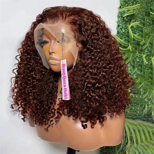 Perruque Bob Curly Brune 13x4 – Cheveux Humains Brésiliens, Boucles Profondes, Pixie Pré-Plumée, Couleur #4 - Porcin'Hair 