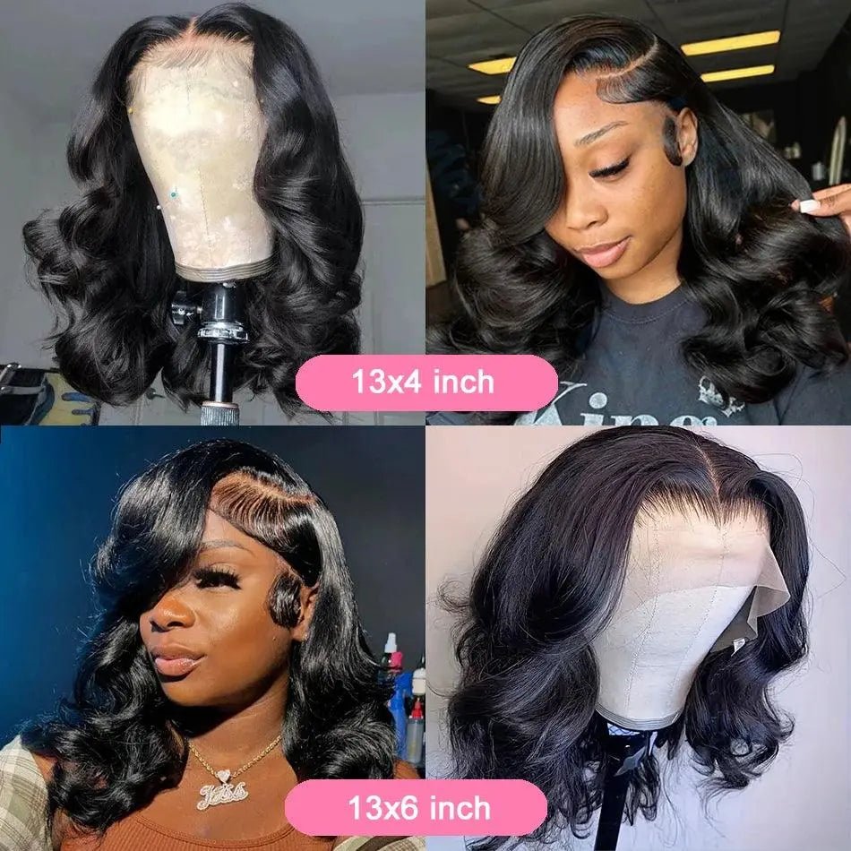 Perruque Body Wave Bob 13x6 – Dentelle Transparente, Cheveux Humains Brésiliens, Virgin Remy, 180% Densité - Porcin'Hair 