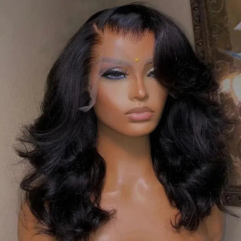 Perruque Body Wave Bob 13x6 – Dentelle Transparente, Cheveux Humains Brésiliens, Virgin Remy, 180% Densité - Porcin'Hair 