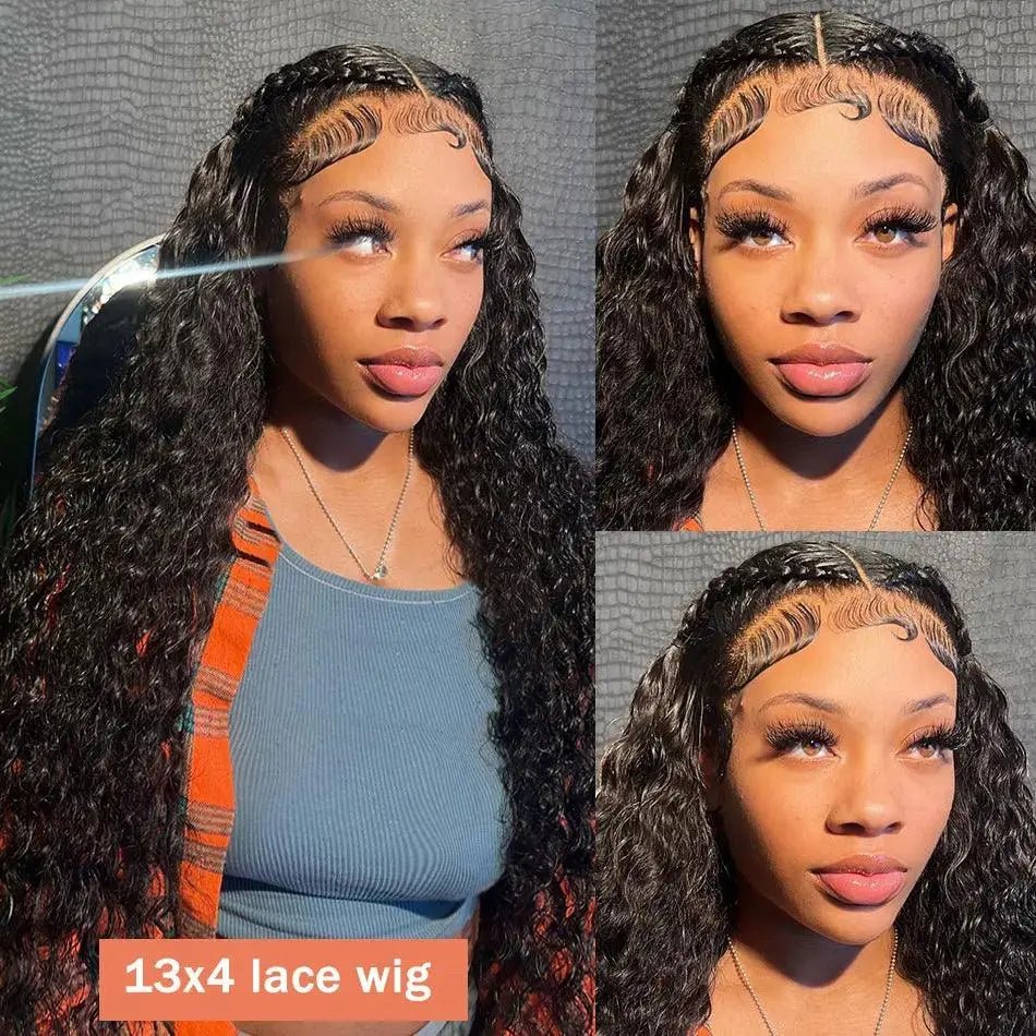 Perruque Frontale Curly 18-42 pouces, 210% densité Cheveux Humains 13x4/13x6 HD, Deep Wave - Porcin'Hair 
