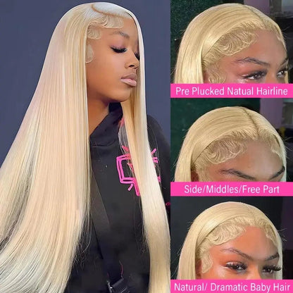 Perruque HD Transparent 613 Blonde, 200% Densité, 13x4/13x6 Lace Front, Cheveux Humains Brésiliens 360 Lace Frontal - Porcin'Hair 