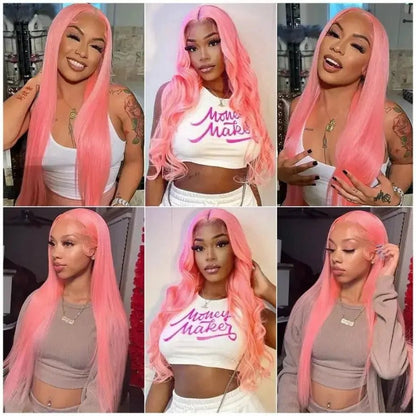 Perruque Lace Frontal 100% Naturelle Brésilienne – Lisses, Rose Clair 613, HD 13x6 - 200% densité - Porcin'Hair 