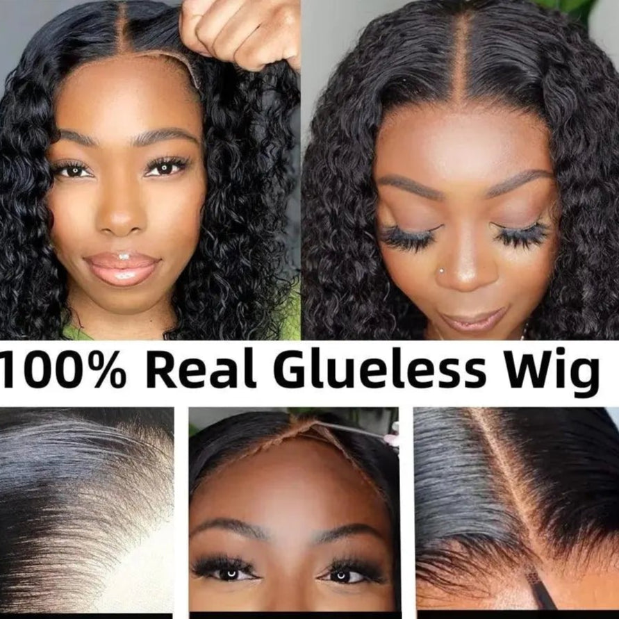Perruque Water Wave Bob Sans Colle – Pré-Plumée, HD 13x4, Cheveux Humains Brésiliens, Boucles Profondes - Porcin'Hair 