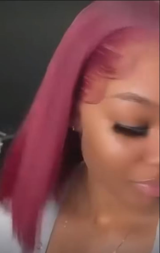 Peluca recta estilo bob color burdeos 99J, encaje HD 13x4, sin pegamento y precortada, cabello humano.
