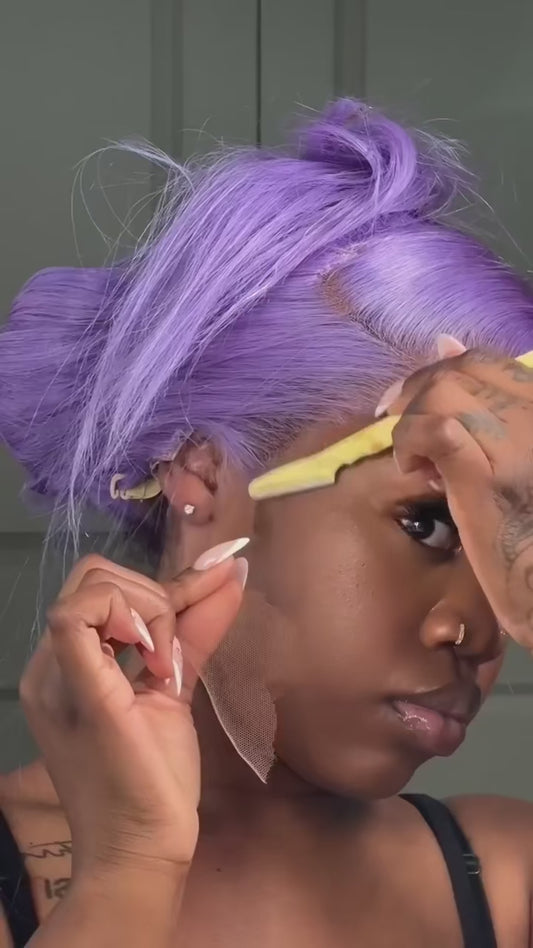 Peluca de encaje frontal morado de 13x6, 100 % cabello humano brasileño, liso, densidad del 220 %.