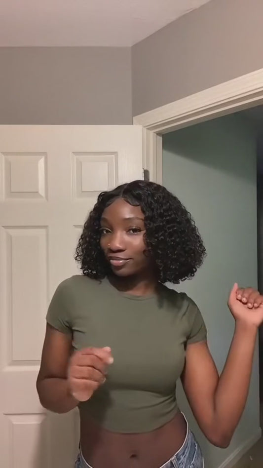 Peluca brasileña de ondas profundas con encaje frontal 4x4, cabello humano Remy, pre-arrancada