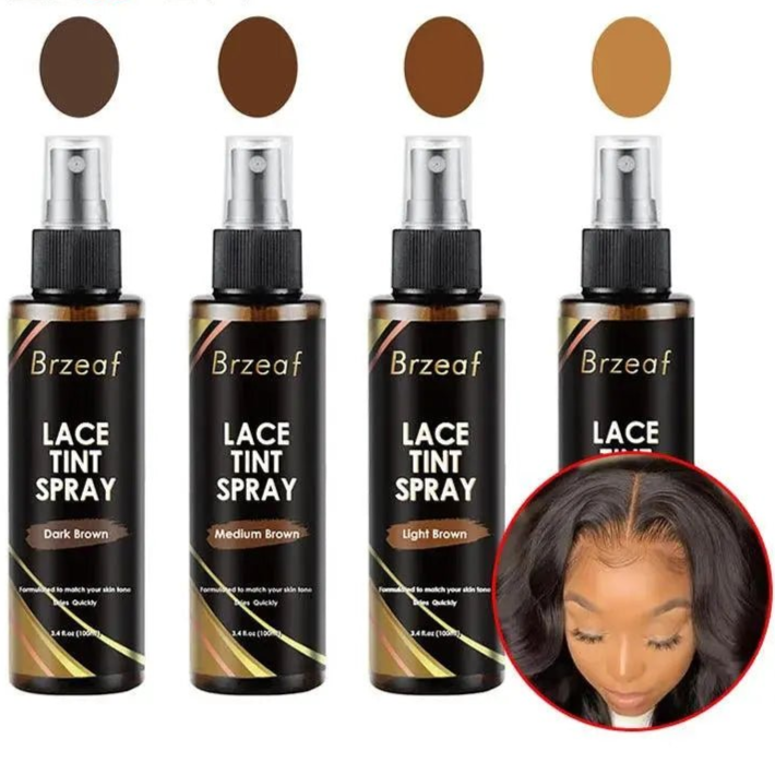 Spray Teinte pour Perruques en Dentelle – Brun Foncé, Moyen & Clair – 100ml - Porcin'Hair 