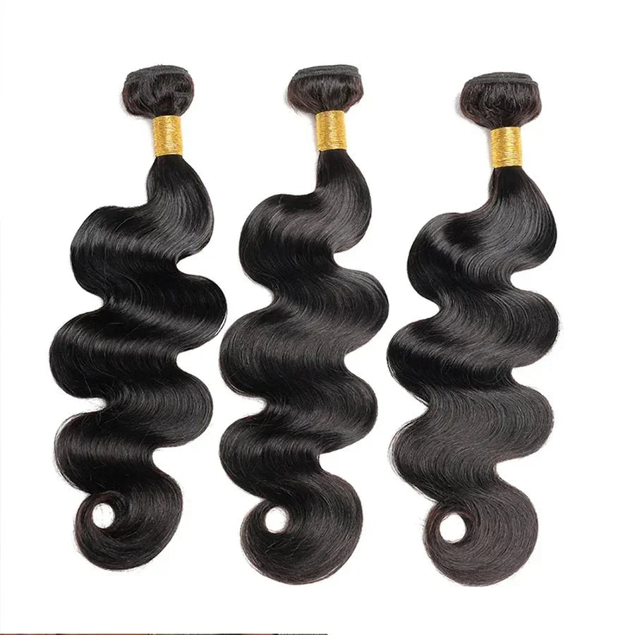 Tissage Brésilien 100% Naturel Body Wave – Couleur Noir Naturel – Extensions de Cheveux Humains – Lots 1/3 - Porcin'Hair 