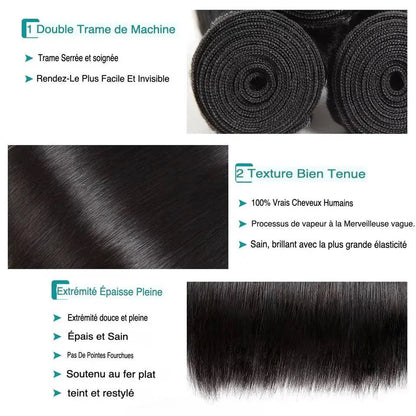 Tissage Brésilien Naturel 10A - Faisceaux de Cheveux Humains - Porcin'Hair 