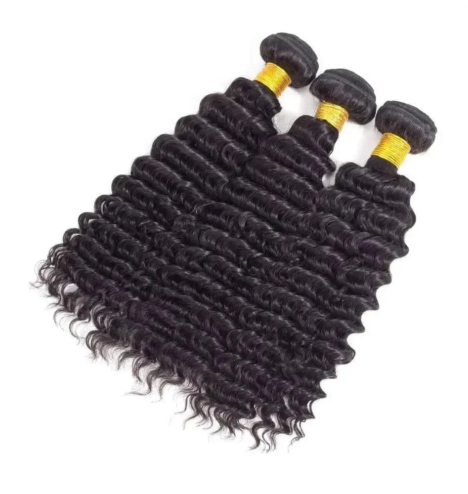 Tissage Brésilien Naturel Deep Wave – Cheveux Humains Non Traités – 30 à 40 pouces – Lots 1/3/4 - Porcin'Hair 