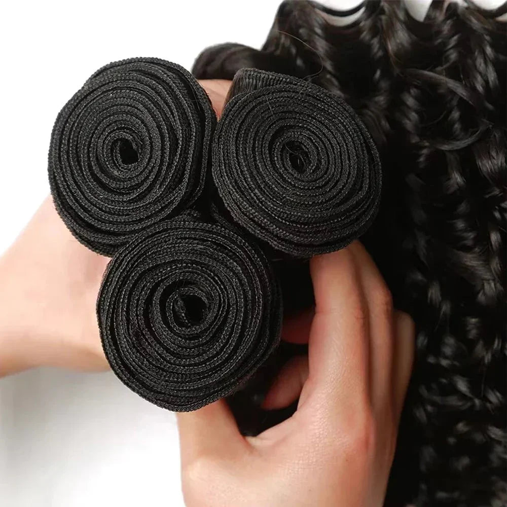 Tissage Brésilien Naturel Deep Wave – Cheveux Humains Non Traités – 30 à 40 pouces – Lots 1/3/4 - Porcin'Hair 